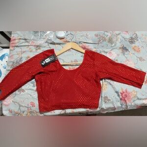 Stretch saree blouse/ Red Crop Top